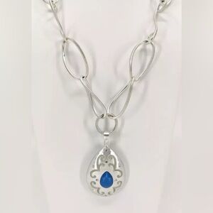 Brighton BOUNDLESS LOVE Versailles Jupiter Blue Crystal Necklace Silver Plate
